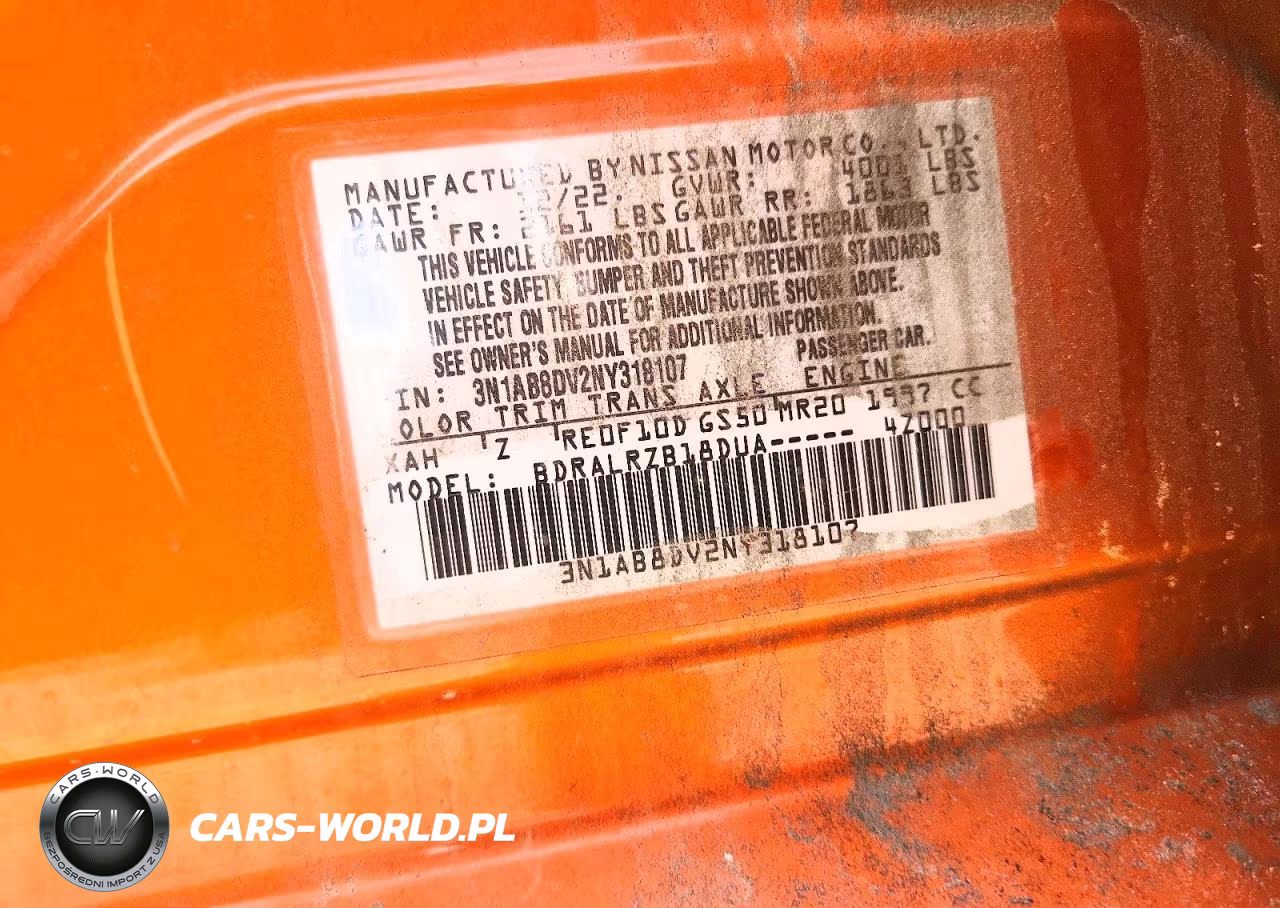 2022 Nissan Sentra Sr VIN:3N1AB8DV2NY318107 - 12
