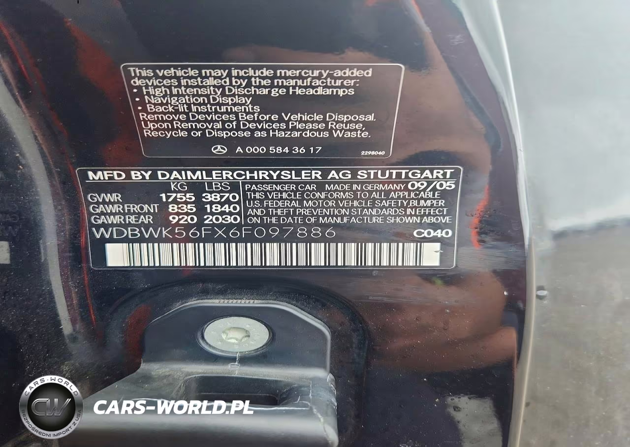 2006 Mercedes-Benz Slk 350 VIN:WDBWK56FX6F097886 - 12