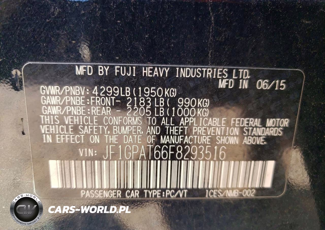 2015 Subaru Impreza Sport VIN:JF1GPAT66F8293516 - 13