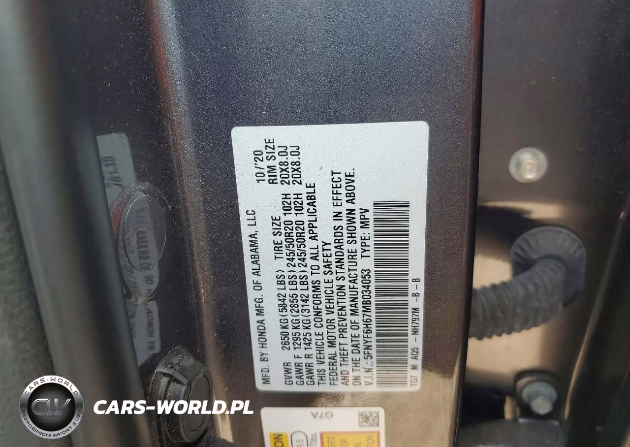 2021 Honda Pilot Touring VIN:5FNYF6H67MB034053 - 13