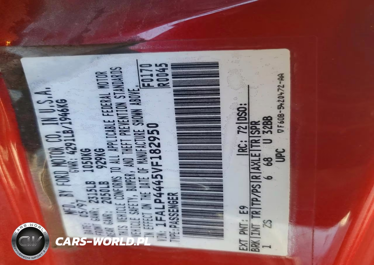 1997 Ford Mustang VIN:1FALP4445VF182950 - 13