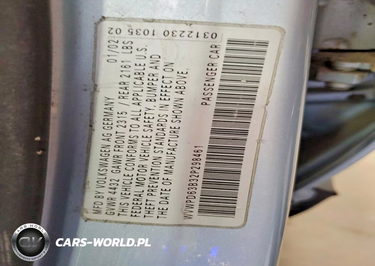 2002 Volkswagen Passat Gls VIN:WVWPD63B32P298461 - 12