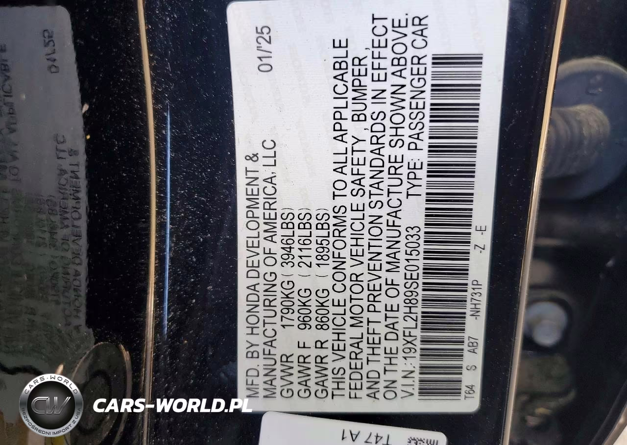 2025 Honda Civic Sport VIN:19XFL2H89SE015033 - 12