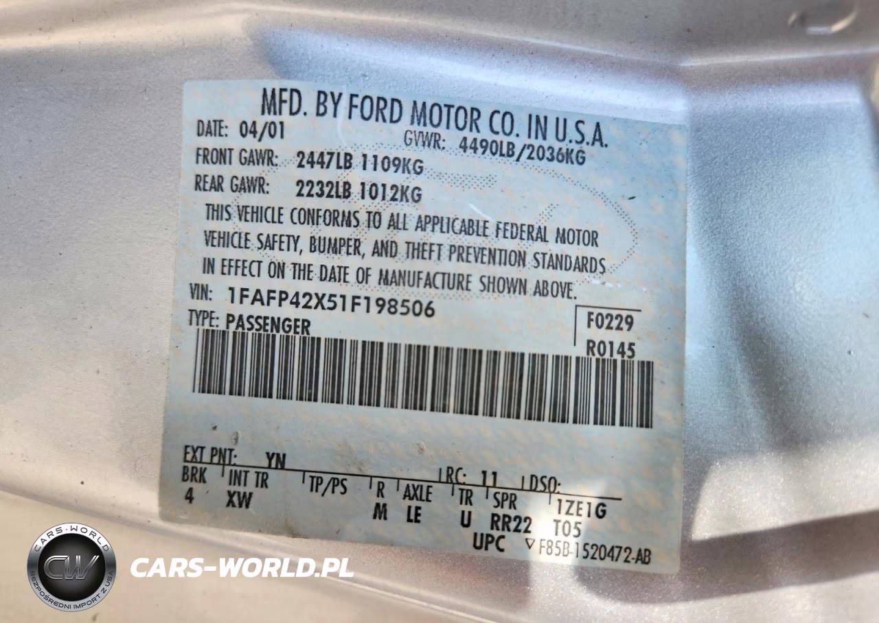 2001 Ford Mustang Gt VIN:1FAFP42X51F198506 - 13