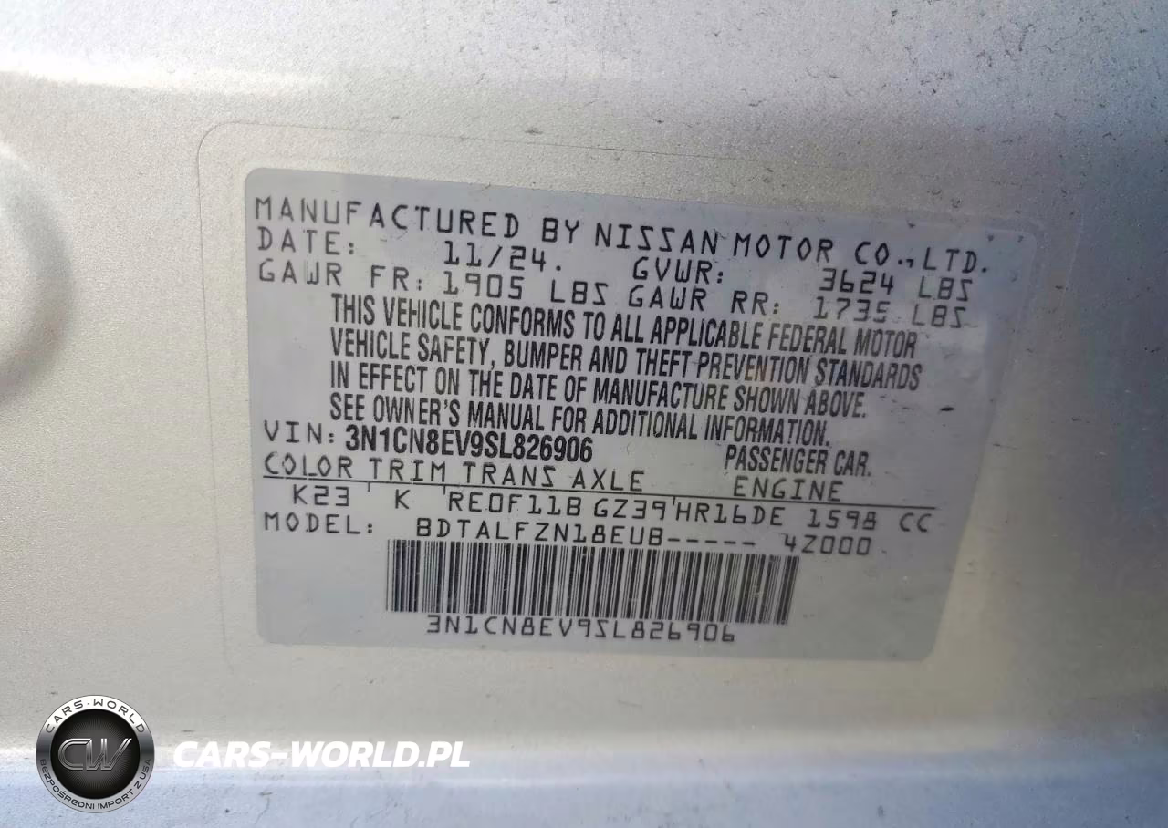 2025 Nissan Versa Sv VIN:3N1CN8EV9SL826906 - 13