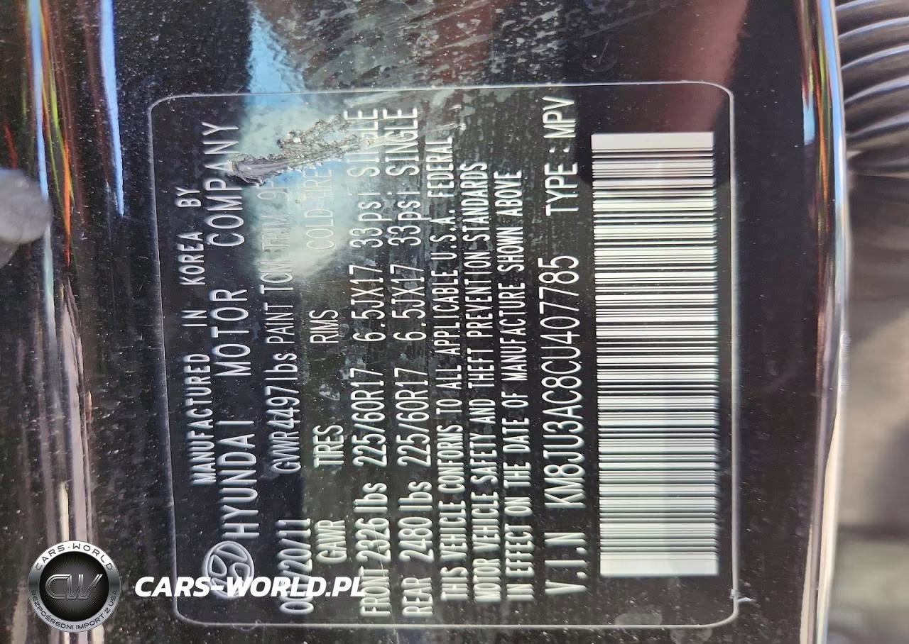 2012 Hyundai Tucson Gls VIN:KM8JU3AC8CU407785 - 13