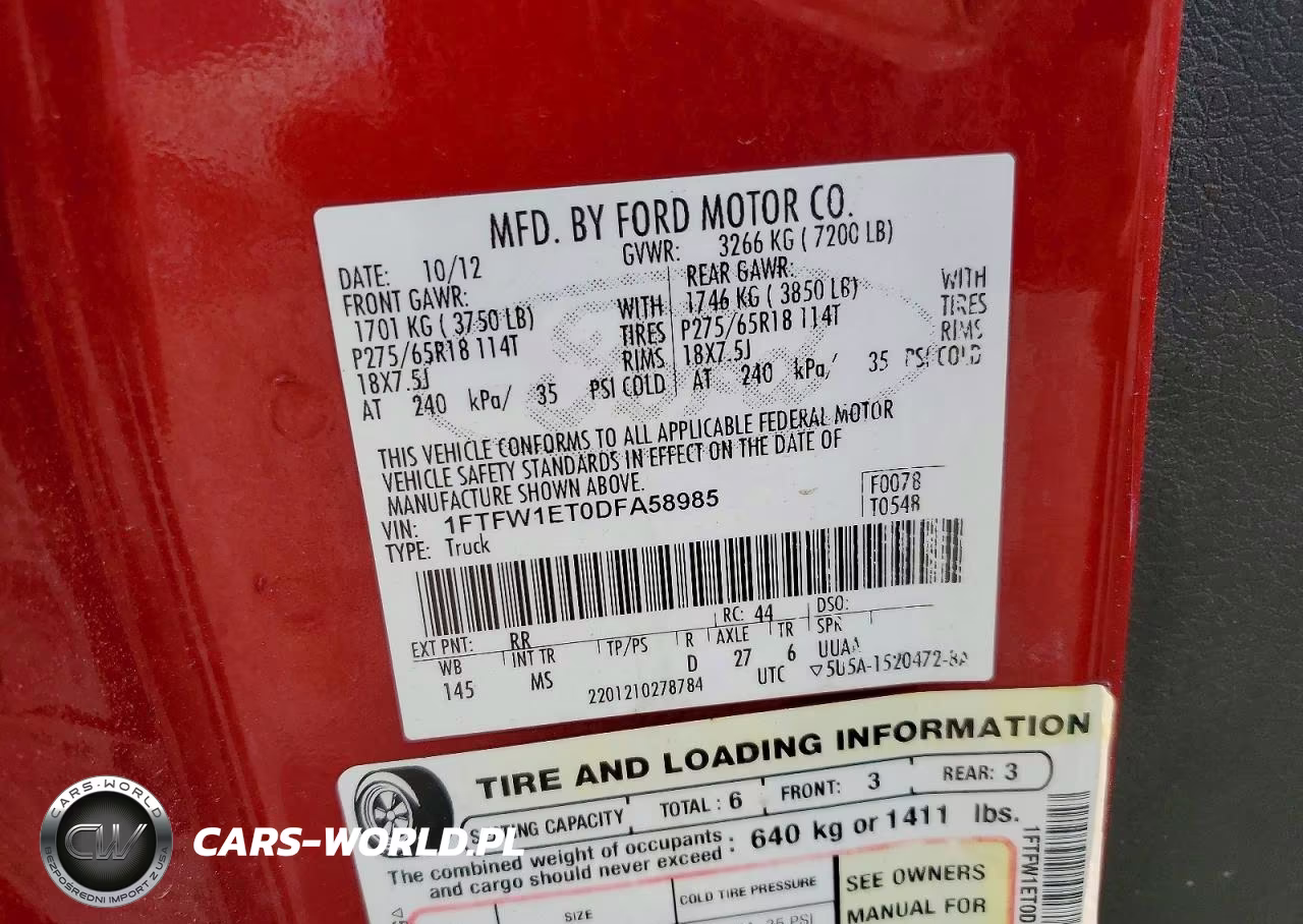 2013 Ford F150 Supercrew VIN:1FTFW1ET0DFA58985 - 12