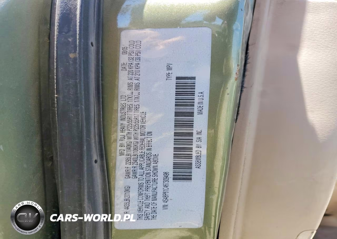 2006 Subaru Legacy Outback 2.5I VIN:4S4BP61C467309496 - 12