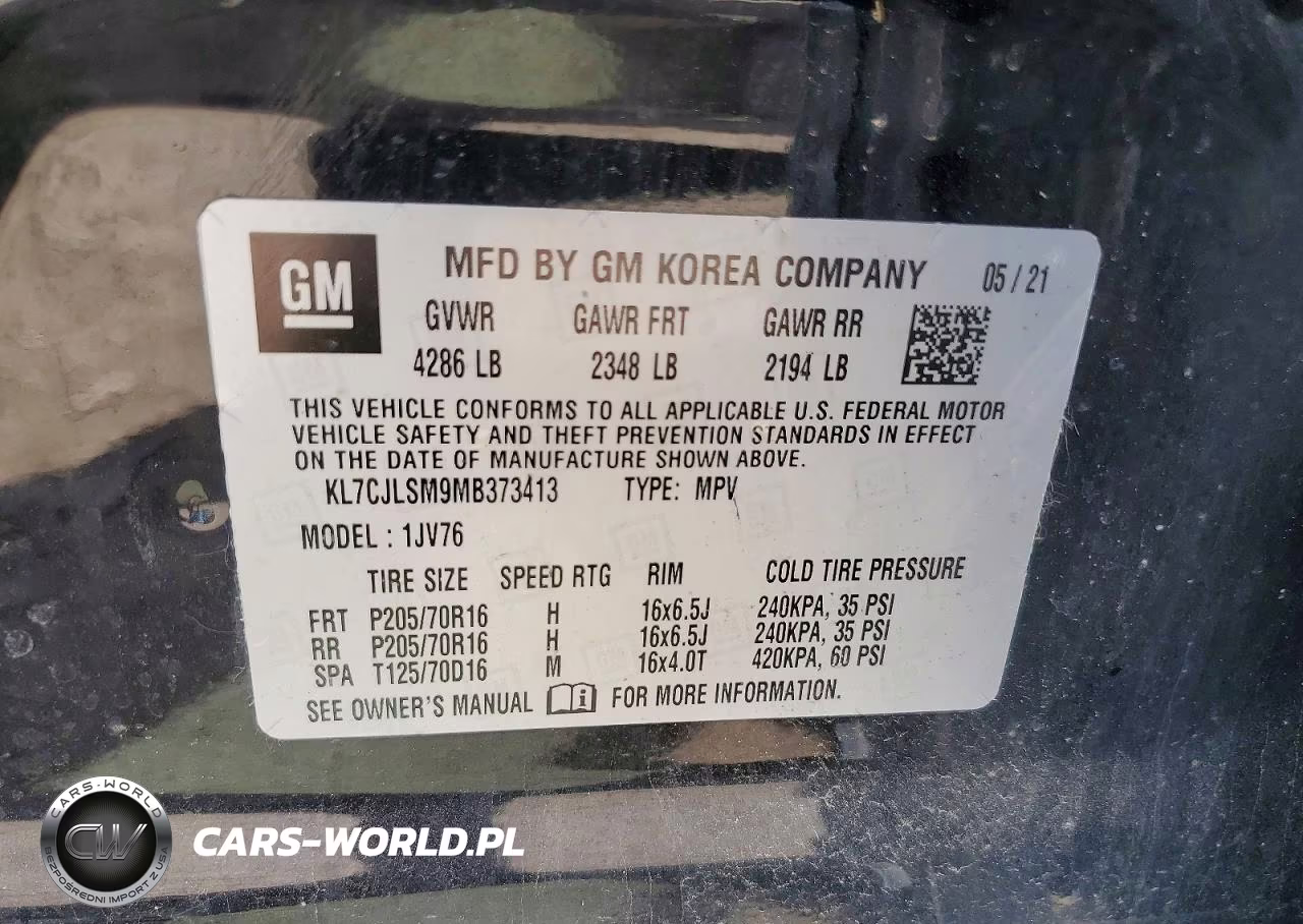 2021 Chevrolet Trax 1Lt VIN:KL7CJLSM9MB373413 - 12