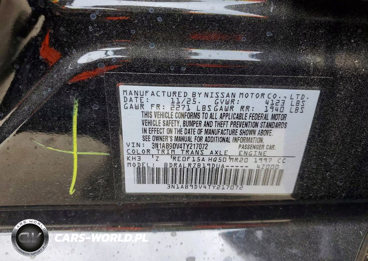 2026 Nissan Sentra Sr VIN:3N1AB9DV4TY217072 - 12