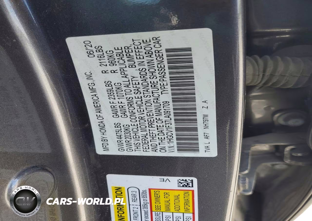 2020 Honda Accord Sport VIN:1HGCV1F37LA091709 - 12