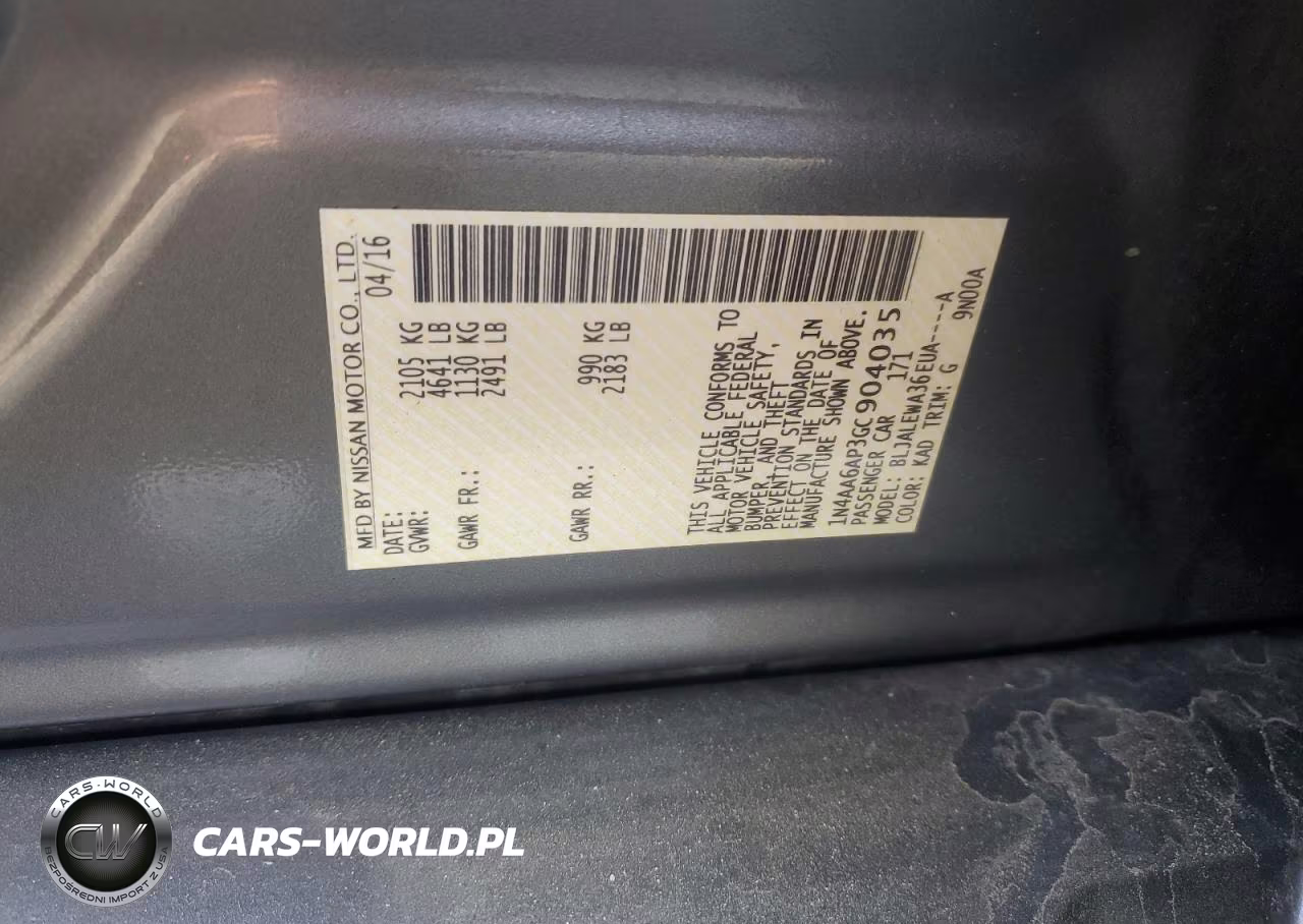 2016 Nissan Maxima 3.5S VIN:1N4AA6AP3GC904035 - 12