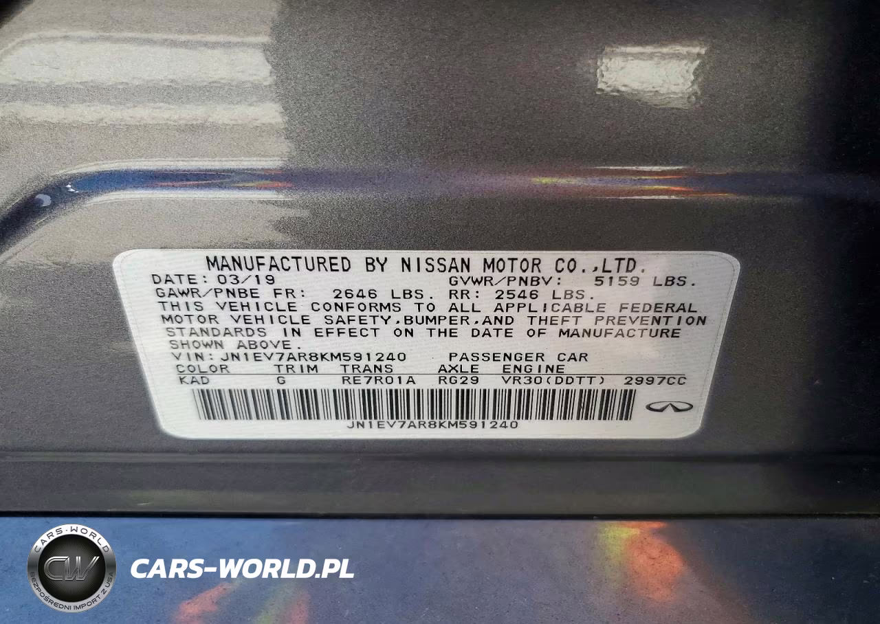 2019 Infiniti Q50 3.0T Sport VIN:JN1EV7AR8KM591240 - 12
