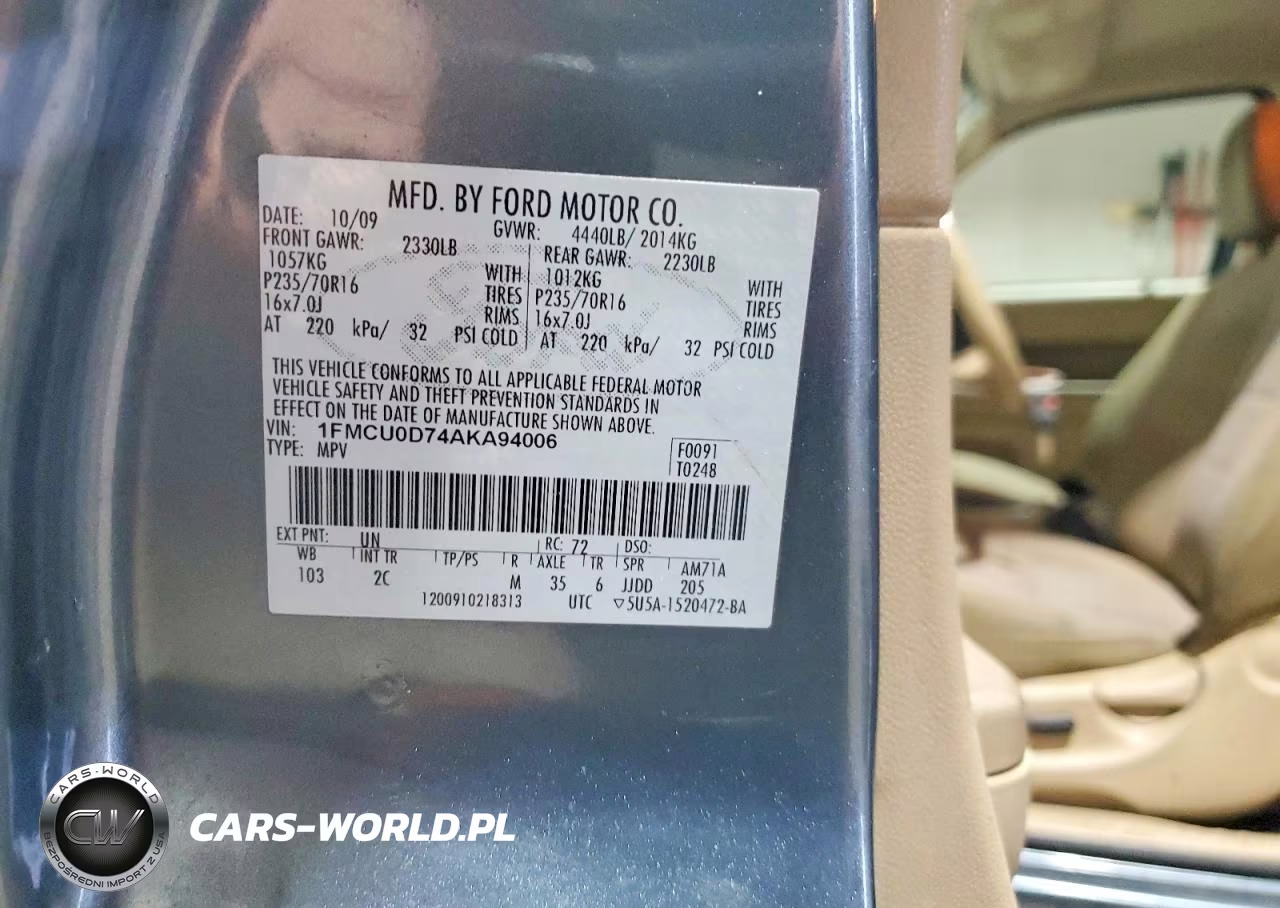 2010 Ford Escape Xlt VIN:1FMCU0D74AKA94006 - 13