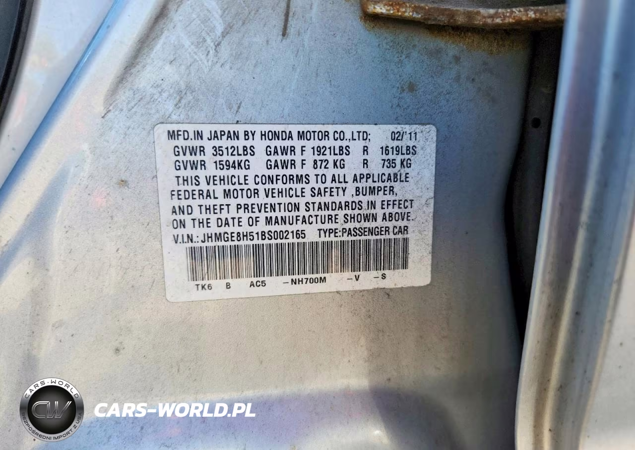 2011 Honda Fit Sport VIN:JHMGE8H51BS002165 - 12