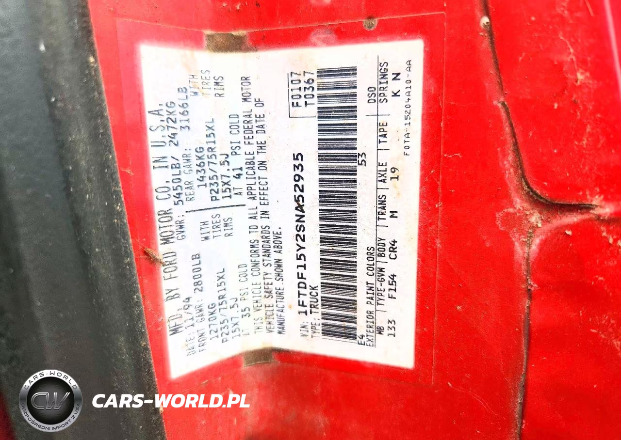 1995 Ford F150 VIN:1FTDF15Y2SNA52935 - 12