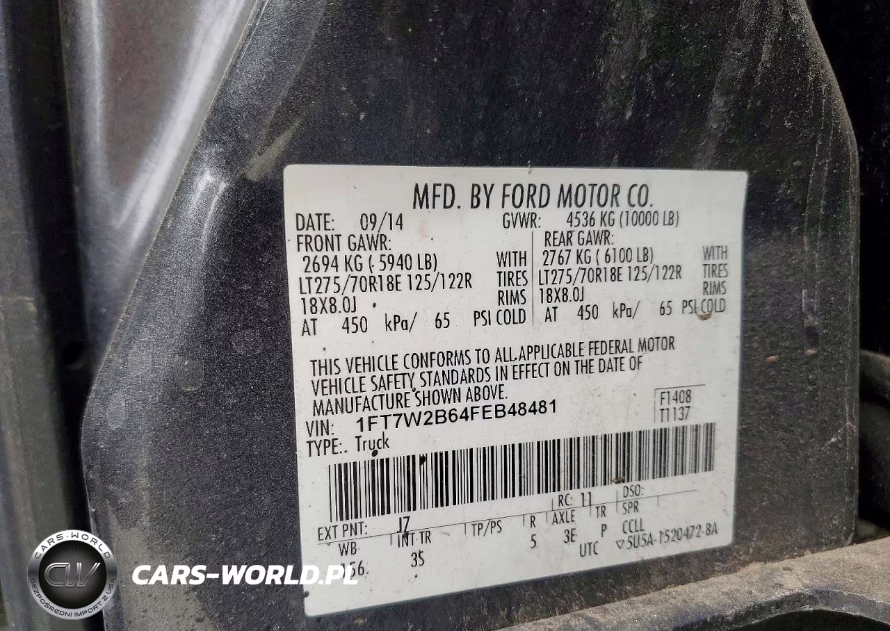 2015 Ford F250 Super Duty VIN:1FT7W2B64FEB48481 - 12
