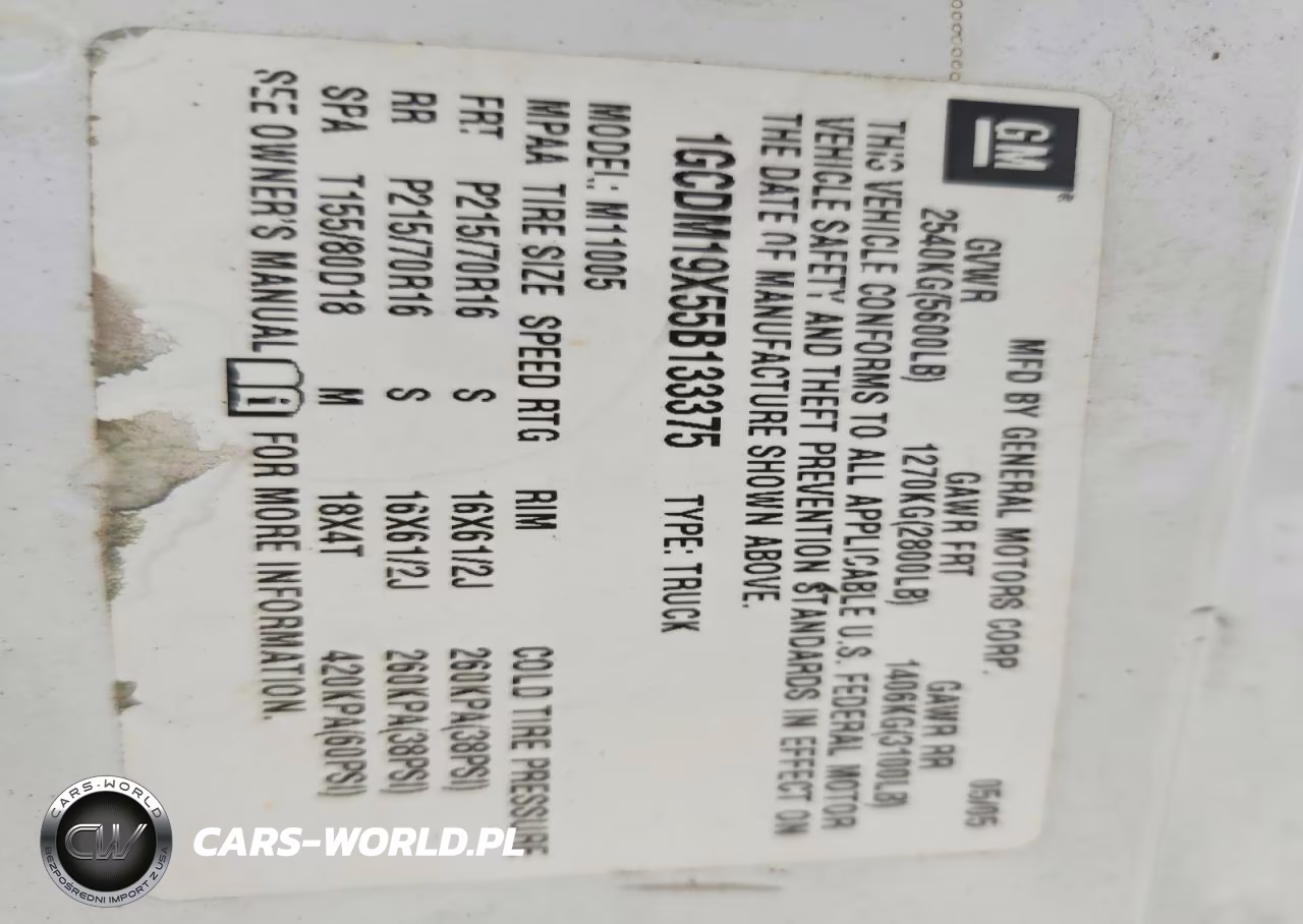 2005 Chevrolet Astro VIN:1GCDM19X55B133375 - 13