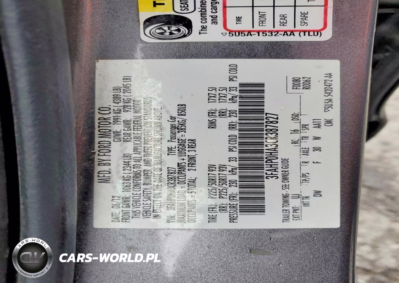 2012 Ford Fusion Se VIN:3FAHP0HA3CR387827 - 12
