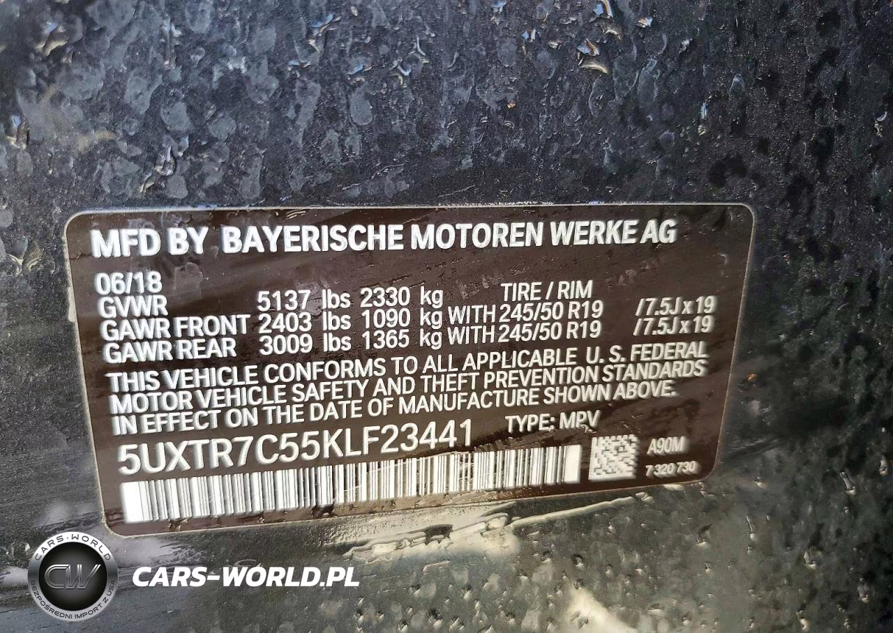 2019 BMW X3 Sdrive30I VIN:5UXTR7C55KLF23441 - 13