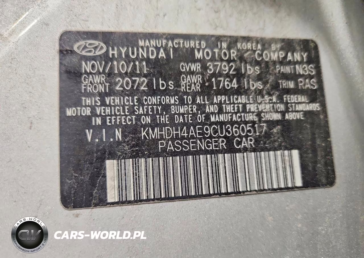 2012 Hyundai Elantra Gls VIN:KMHDH4AE9CU360517 - 13
