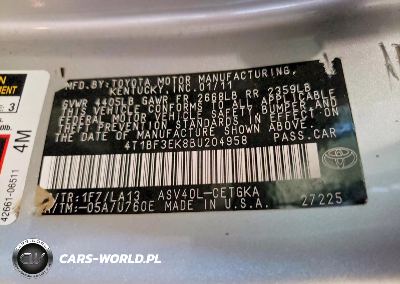 2011 Toyota Camry Xle VIN:4T1BF3EK8BU204958 - 12