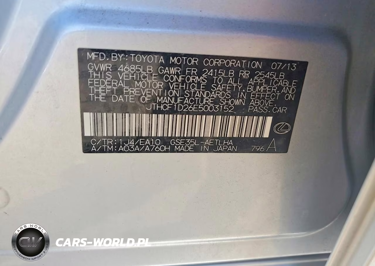 2014 Lexus Is 250 VIN:JTHCF1D26E5003152 - 12