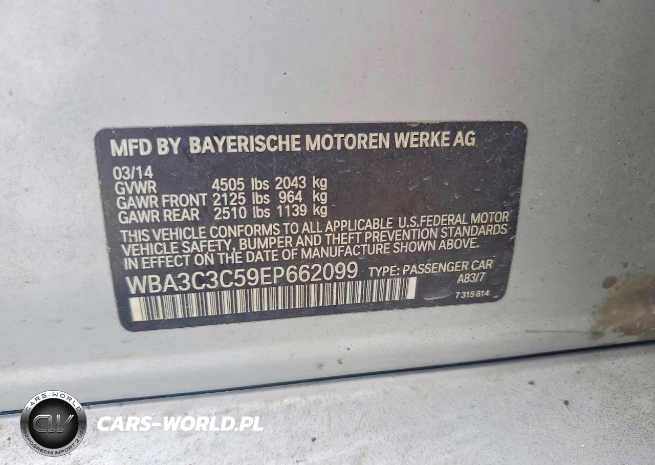 2014 BMW 320 I xDrive VIN:WBA3C3C59EP662099 - 12