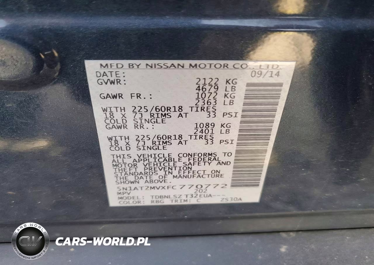 2015 Nissan Rogue Sl VIN:5N1AT2MVXFC770772 - 14