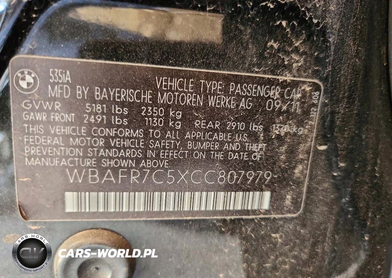 2012 BMW 535 I VIN:WBAFR7C5XCC807979 - 12