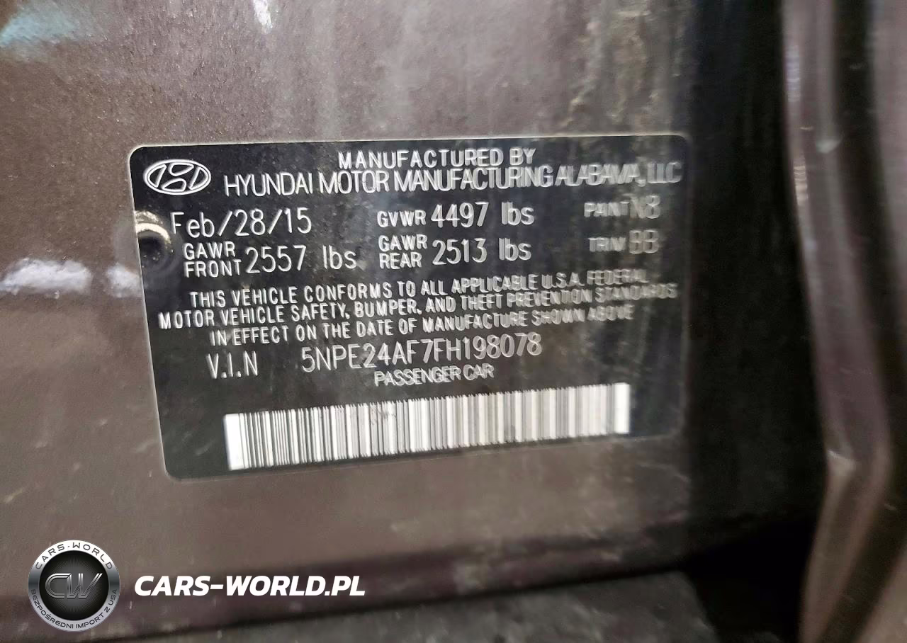 2015 Hyundai Sonata Se VIN:5NPE24AF7FH198078 - 12