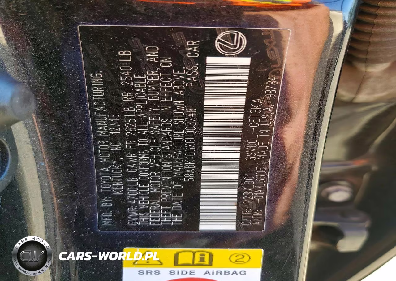 2016 Lexus Es 350 VIN:58ABK1GGXGU003748 - 12