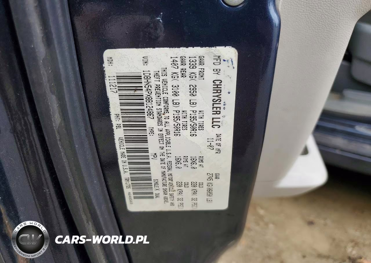 2008 Dodge Grand Caravan Sxt VIN:1D8HN54PX8B124867 - 13