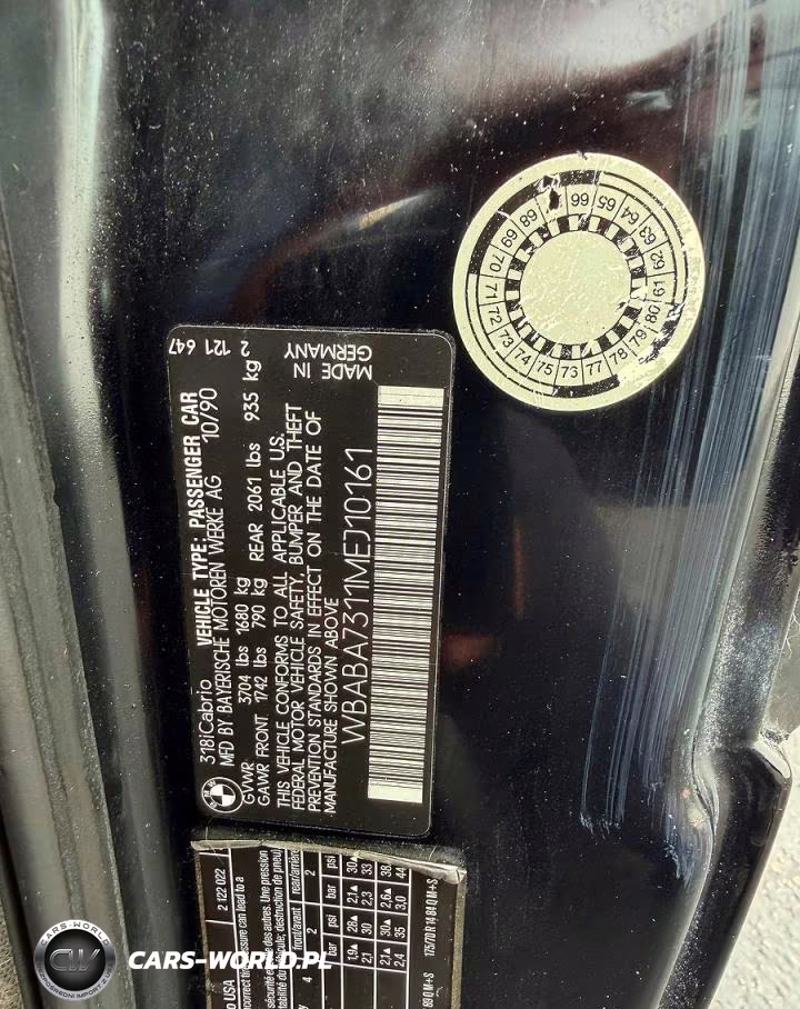 1991 BMW 318 I VIN:WBABA7311MEJ10161 - 10