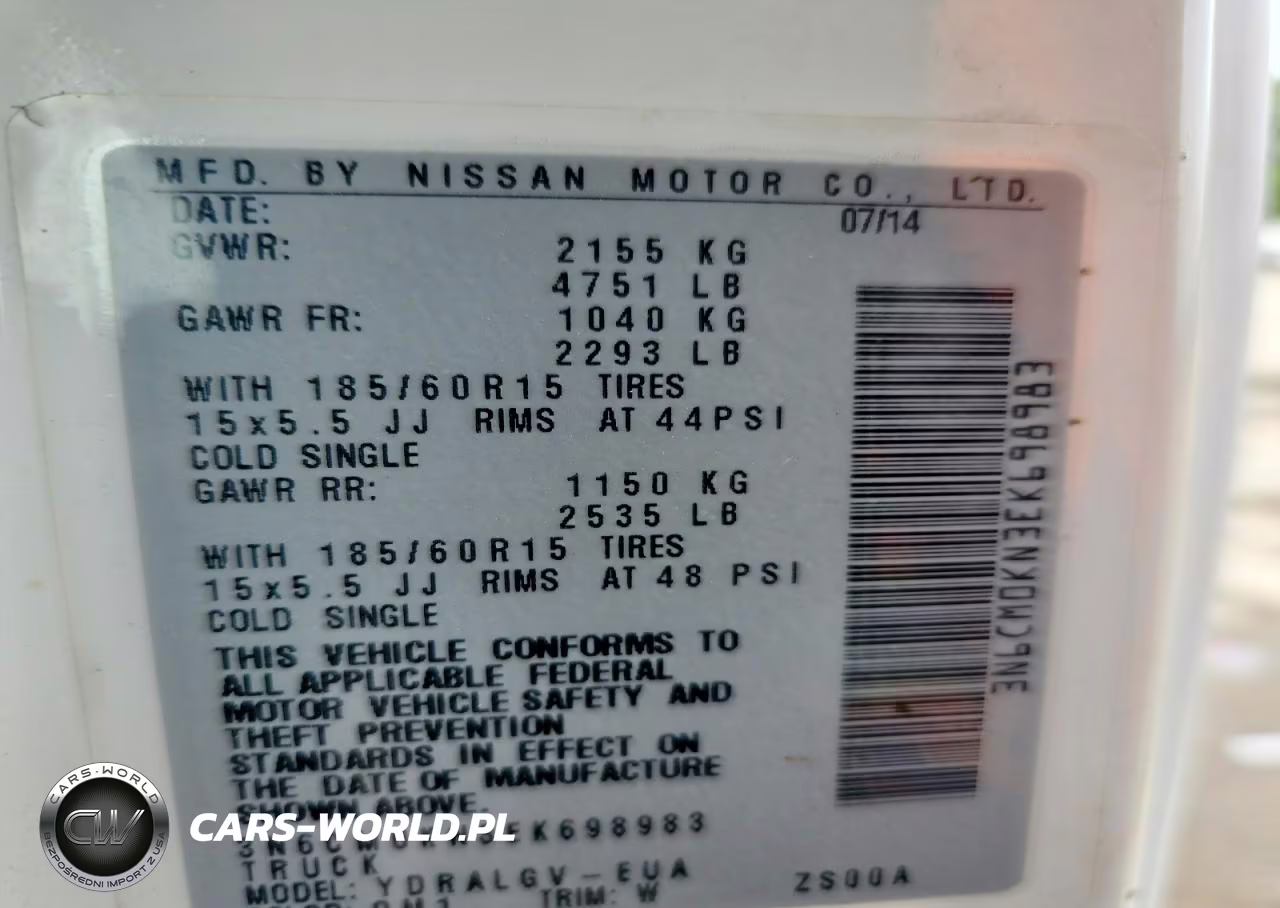 NISSAN NV200 2.5S VIN:3N6CM0KN3EK698983 - 13