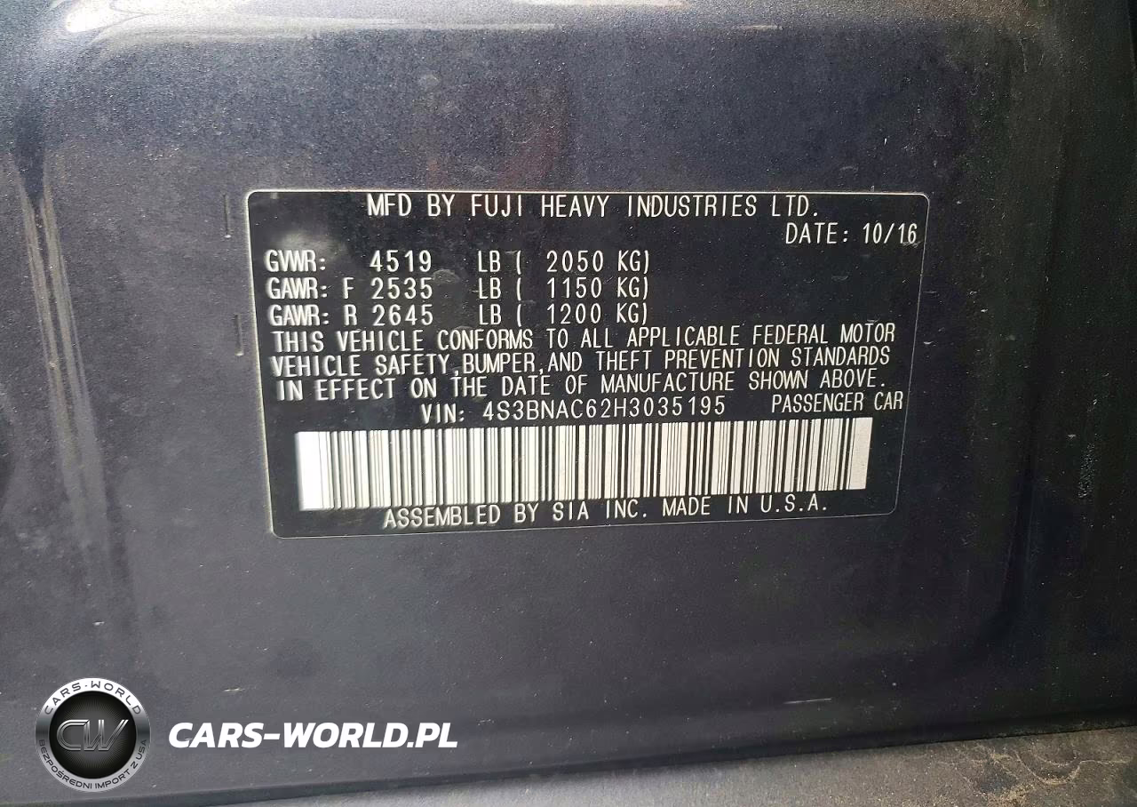 2017 Subaru Legacy VIN:4S3BNAC62H3035195 - 13