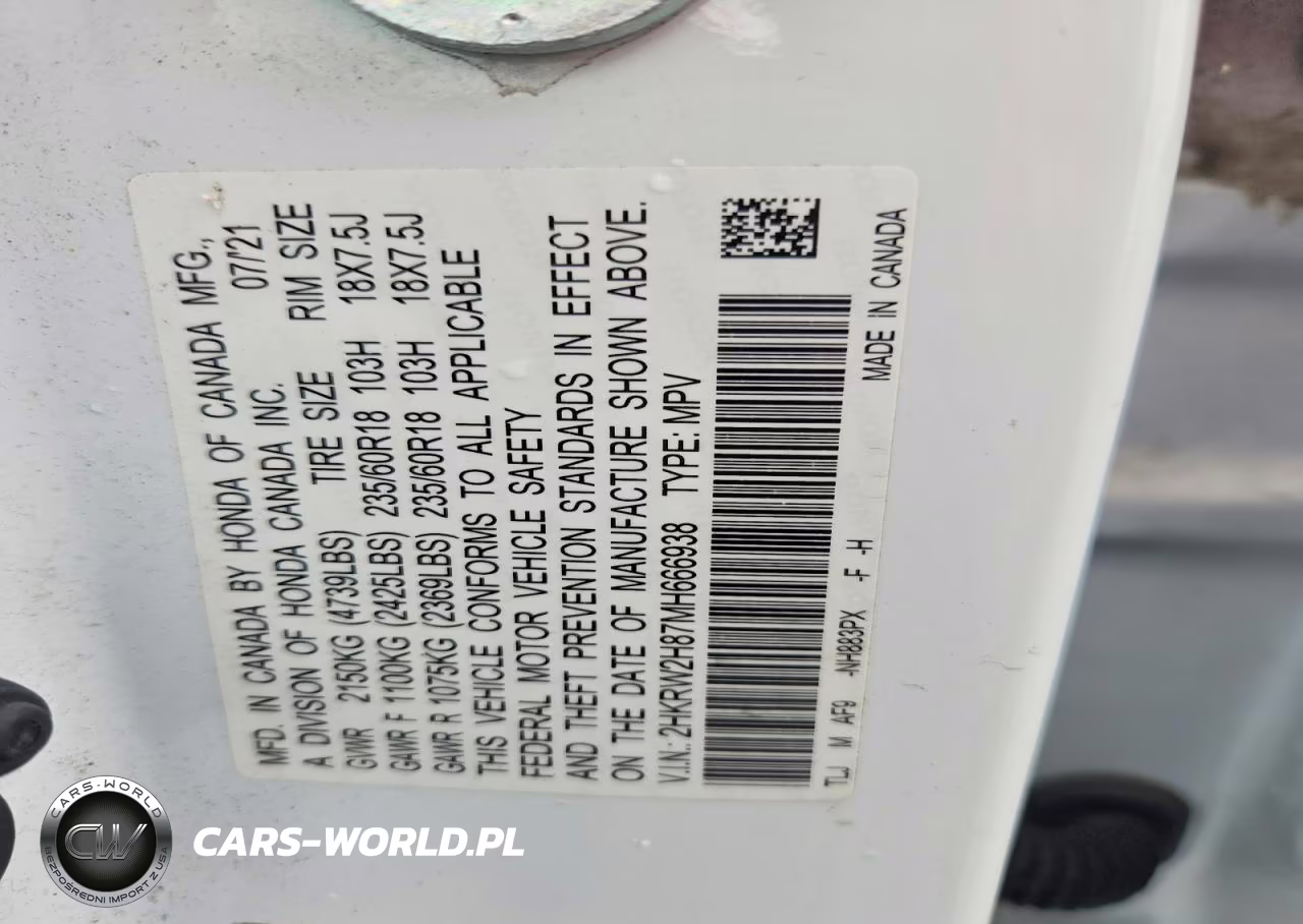 2021 Honda Cr-V Exl VIN:2HKRW2H87MH666938 - 13