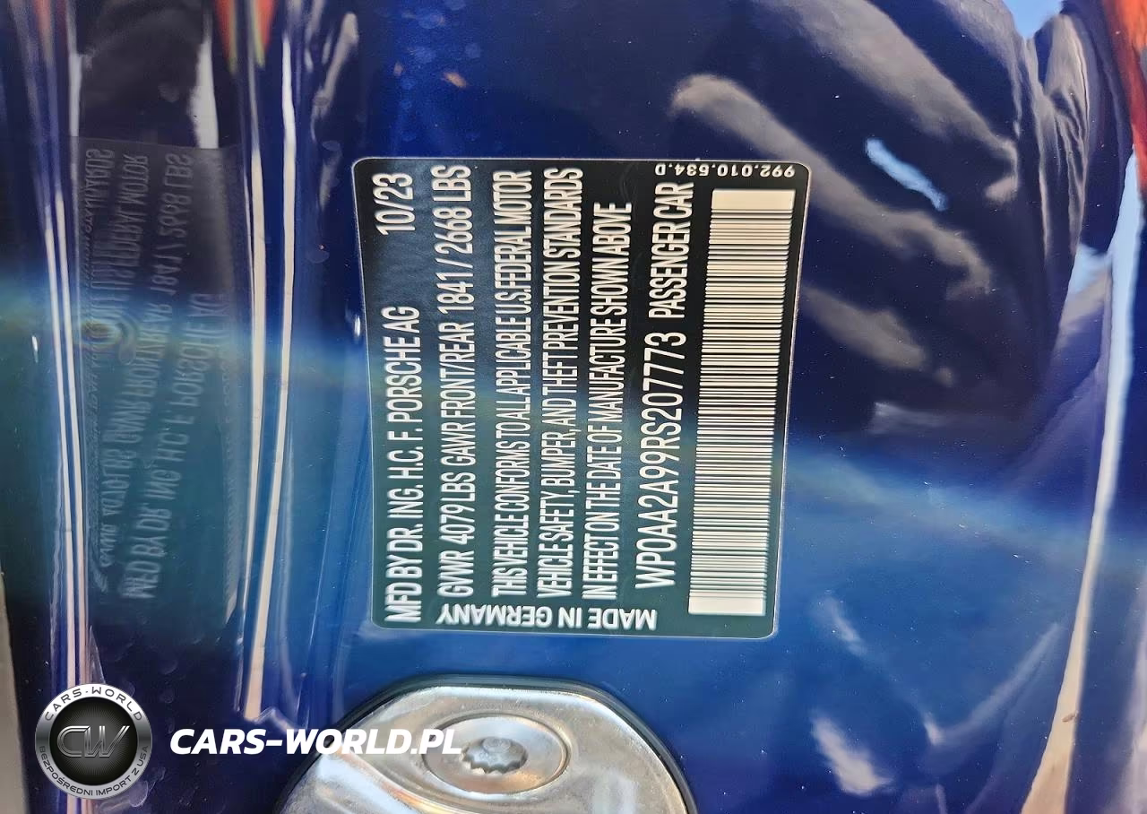 2024 Porsche 911 Carrera VIN:WP0AA2A99RS207773 - 13