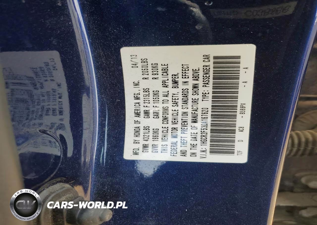 2013 Honda Accord Sport VIN:1HGCR2F53DA167620 - 12