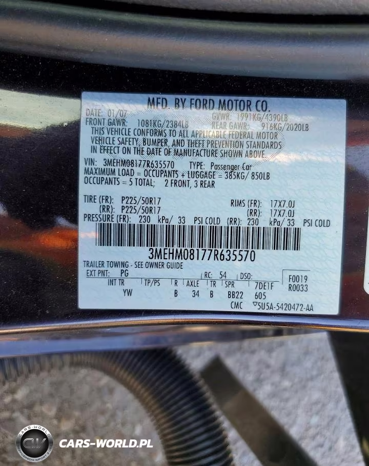 2007 Mercury Milan Premier VIN:3MEHM08177R635570 - 13