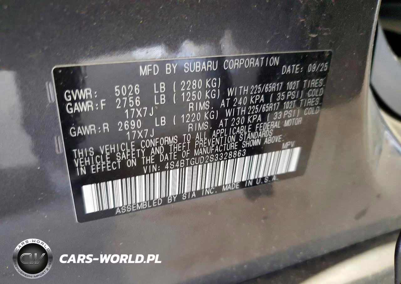 2025 Subaru Outback VIN:4S4BTGUD2S3328863 - 13