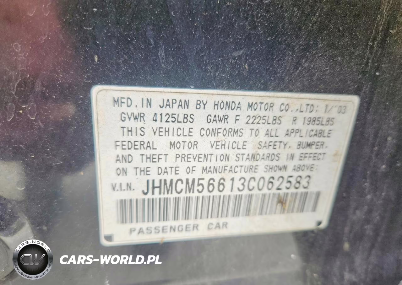 2003 Honda Accord 2.4 Ex VIN:JHMCM56613C062583 - 12