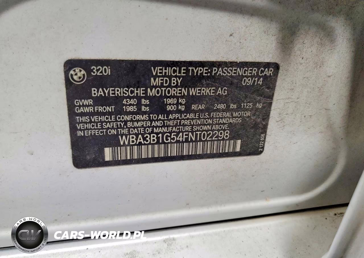 2015 BMW 320 I VIN:WBA3B1G54FNT02298 - 12