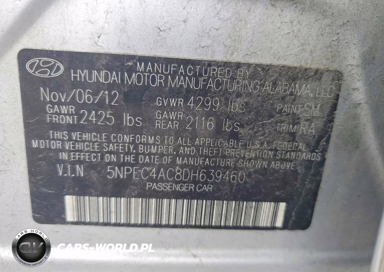 2013 Hyundai Sonata Limited VIN:5NPEC4AC8DH639460 - 12