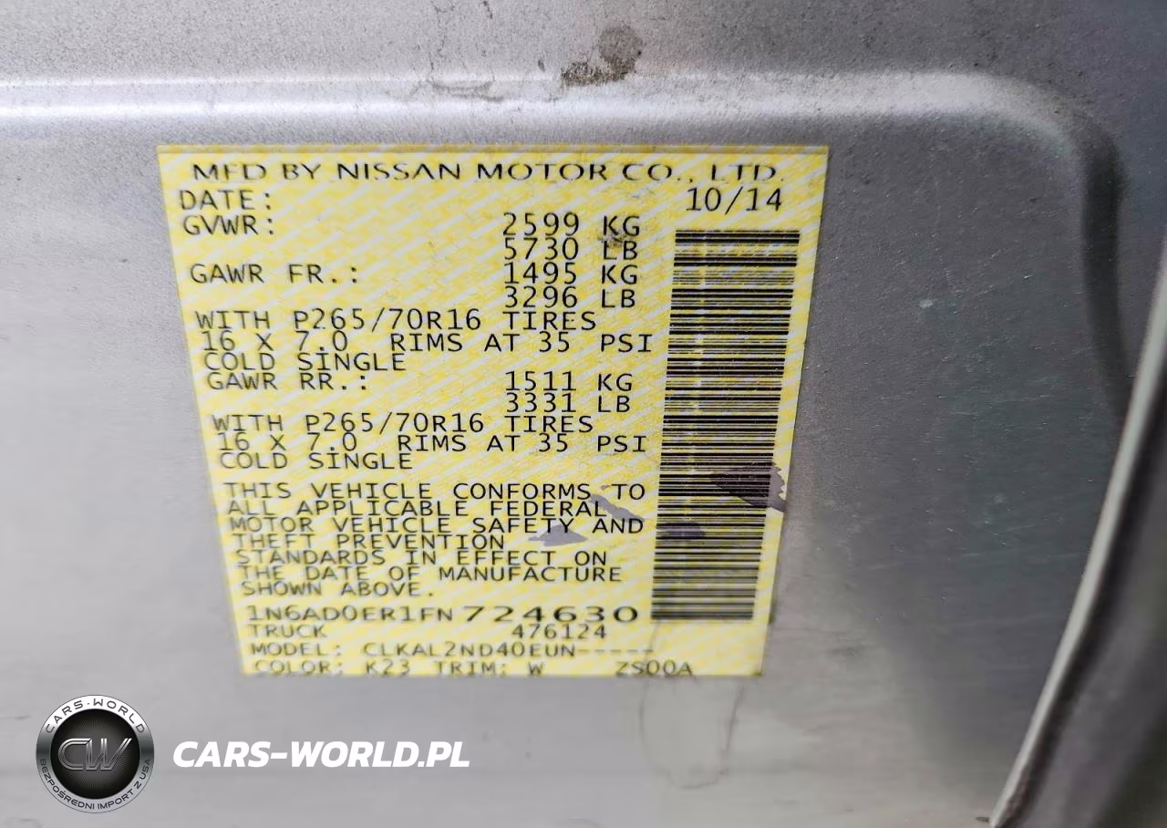 2015 Nissan Frontier Sv VIN:1N6AD0ER1FN724630 - 12