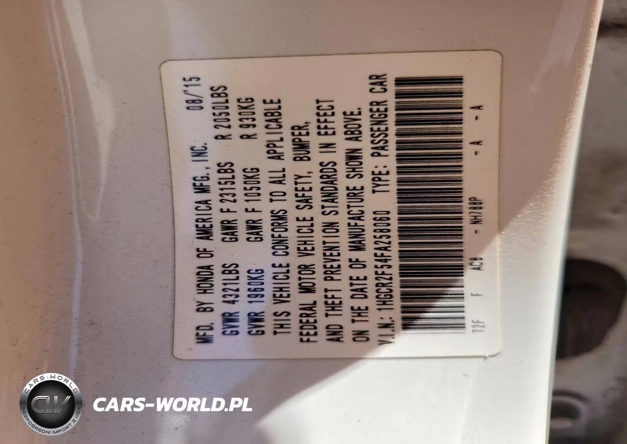 2015 Honda Accord Sport VIN:1HGCR2F54FA258060 - 12