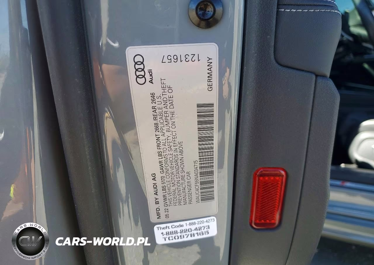 2022 Audi S5 Premium Plus VIN:WAUC4CF55NA034715 - 12