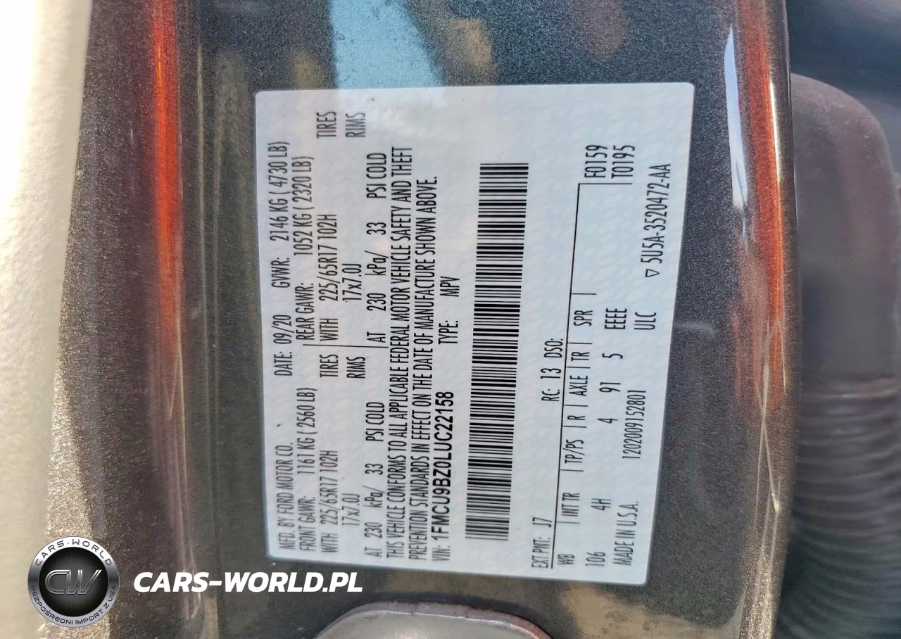 2020 Ford Escape Se Sport VIN:1FMCU9BZ0LUC22158 - 13