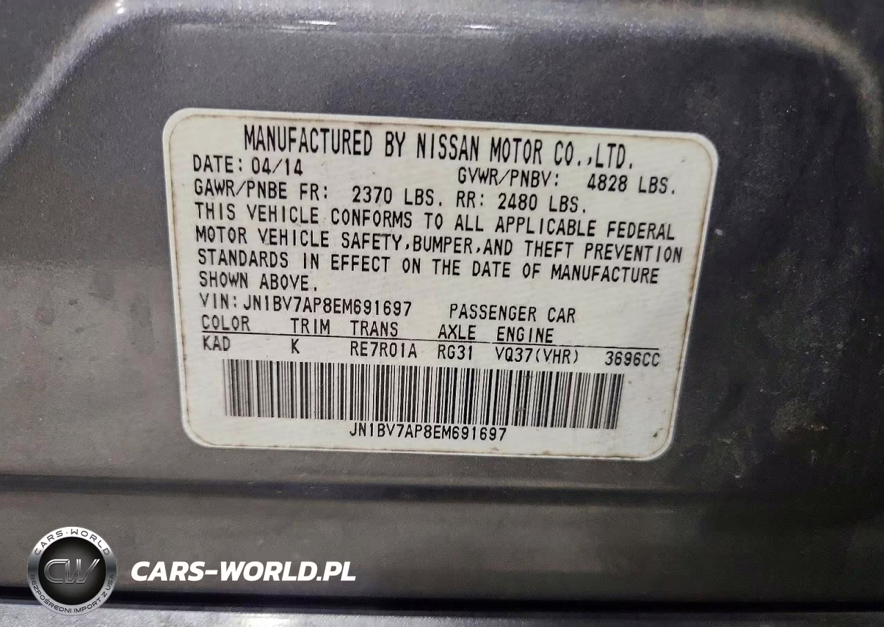 2014 Infiniti Q50 Sport VIN:JN1BV7AP8EM691697 - 12