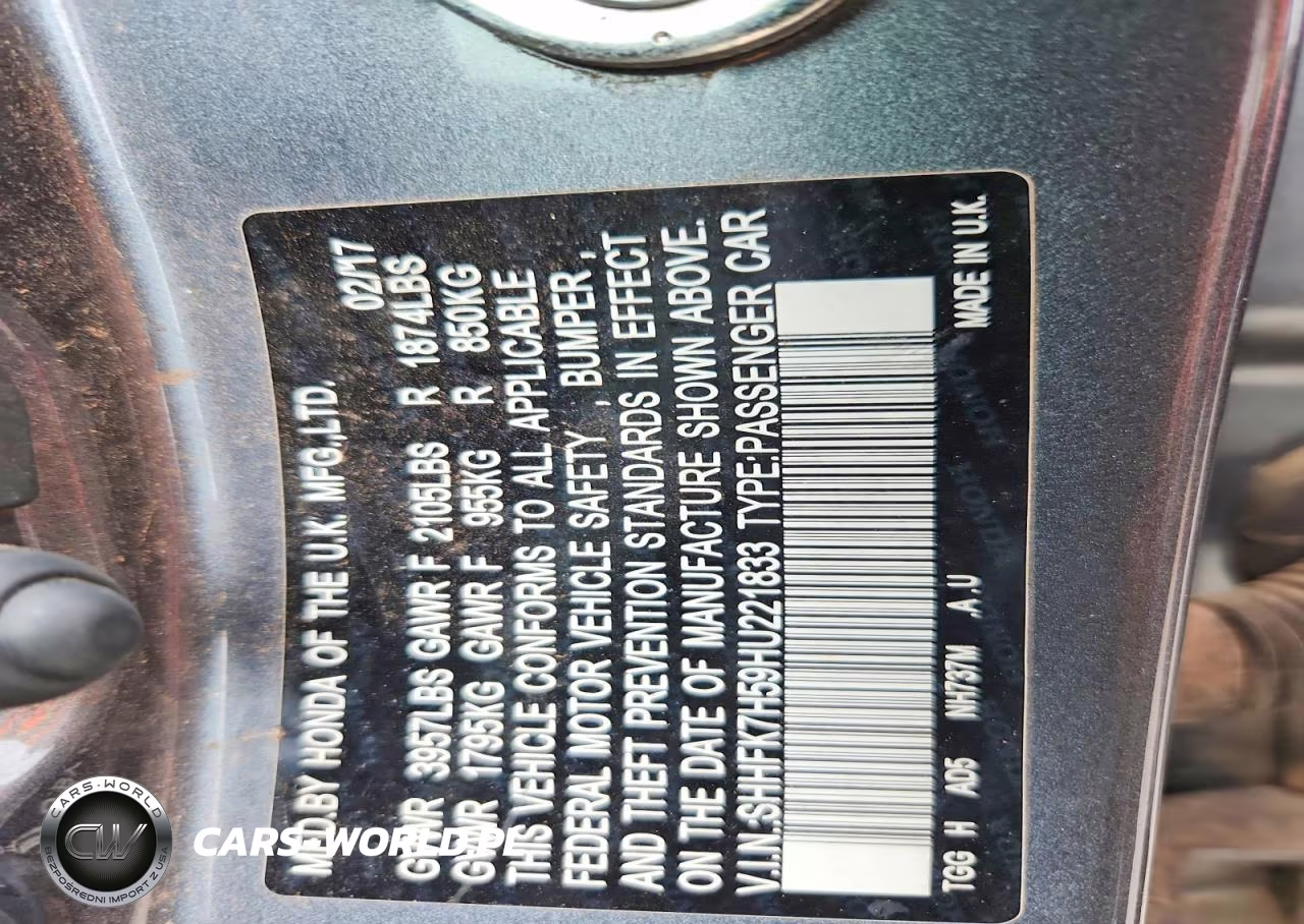 2017 Honda Civic Ex VIN:SHHFK7H59HU221833 - 12